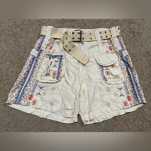 Johnny Was Women’s Size 6 Emery Cargo Short Sand Embroidered Belt P80819-2 Cupra